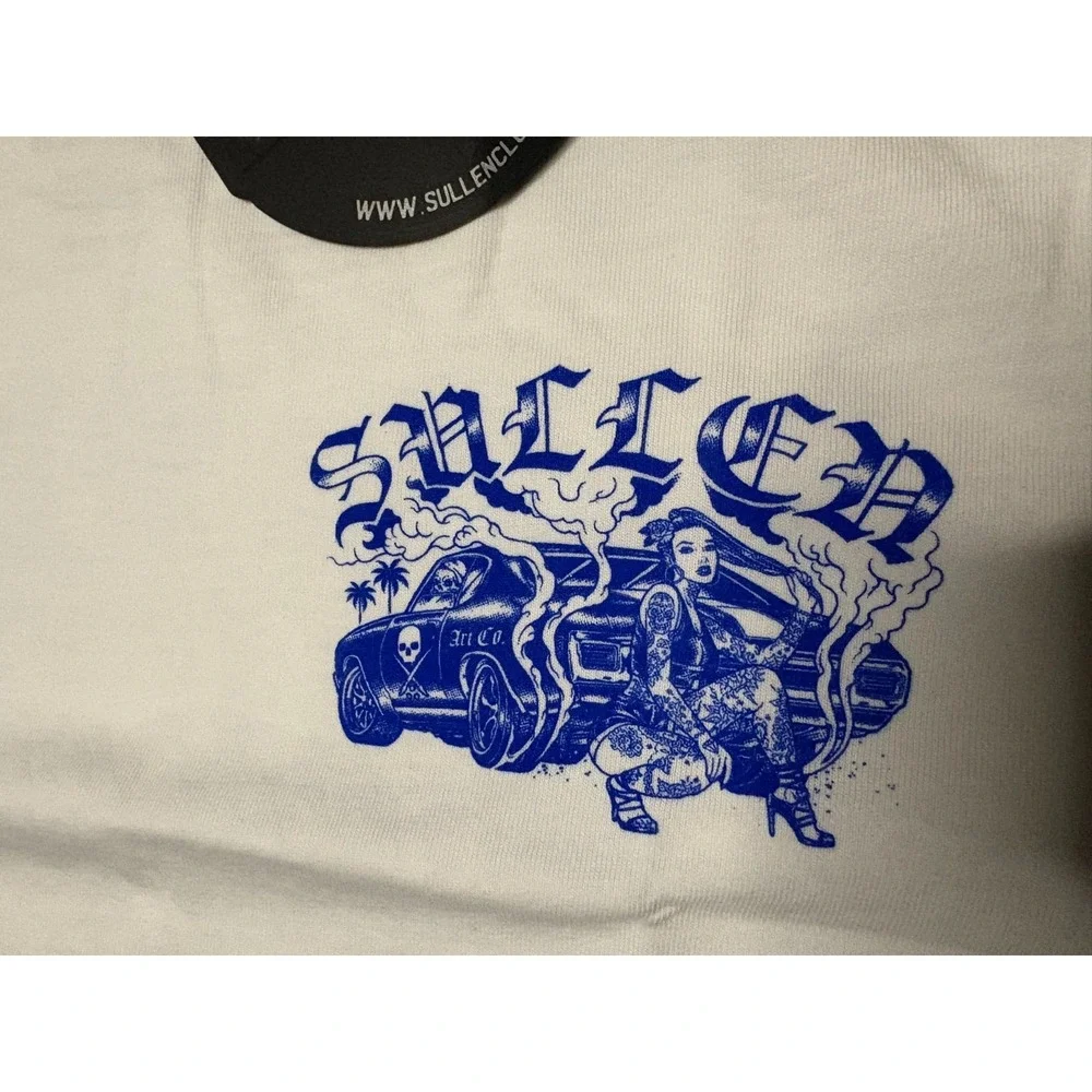 Sullen Smoke Show Premium T-Shirt White Size L Tattoo Art‎ Graphic Tee NWT